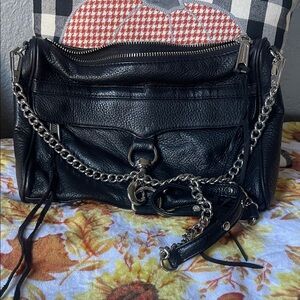 Rebecca Minkoff Black Leather Crossbody Bag with Chain